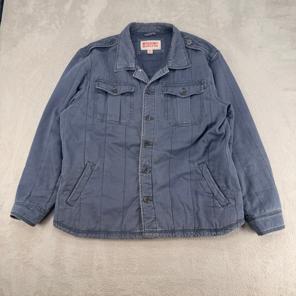 VTG Mossimo Supply Co Military Field‎ Jacket XL Blue Quilted Utility Tactical